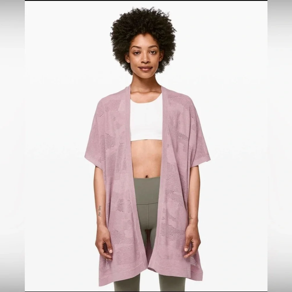 Lululemon Find Your Light Mauve Knit Open Sweater Wrap - Camouflage - One Size